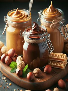 CREMAS DE CACAO, AVELLANAS Y CACAHUETE